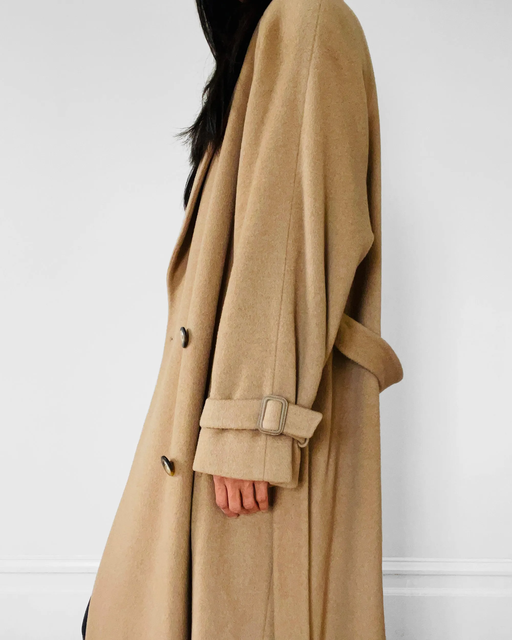 1980s Tan Camel Wool Belted Coat