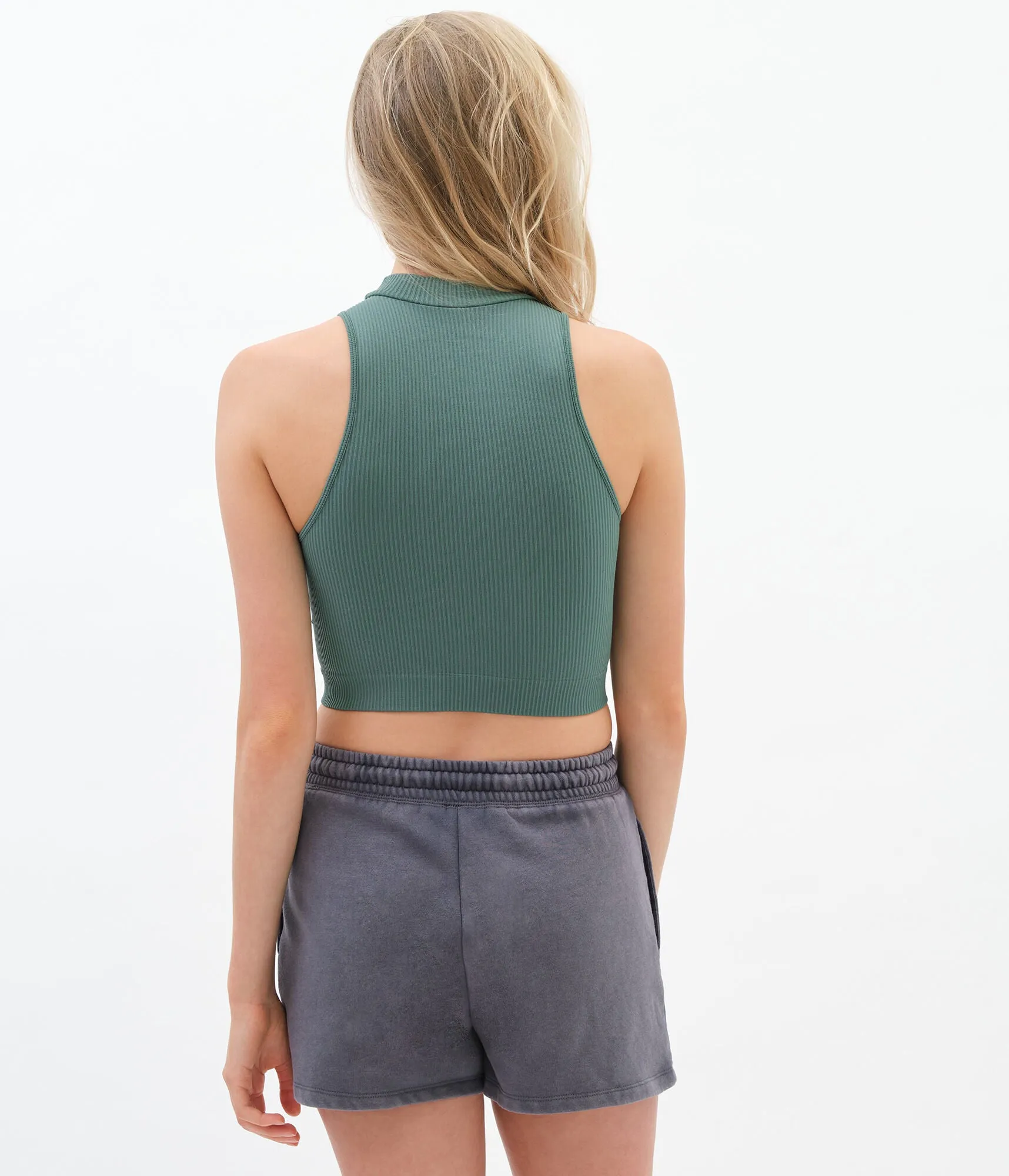 Aeropostale Seamless Ribbed Mock-Neck Crop Top