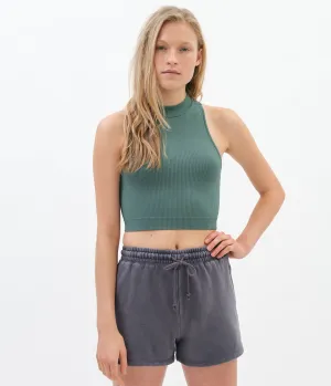 Aeropostale Seamless Ribbed Mock-Neck Crop Top