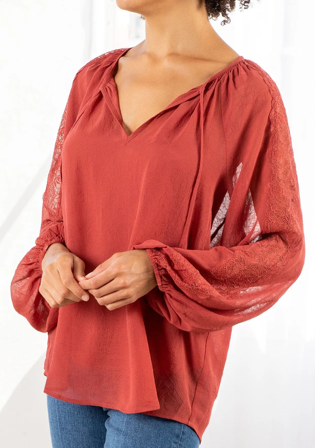 Barcelona Sheer Peasant Top