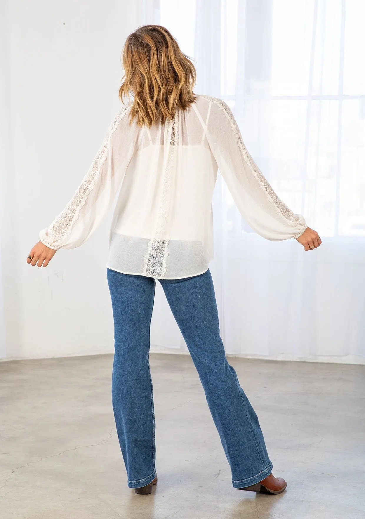 Barcelona Sheer Peasant Top