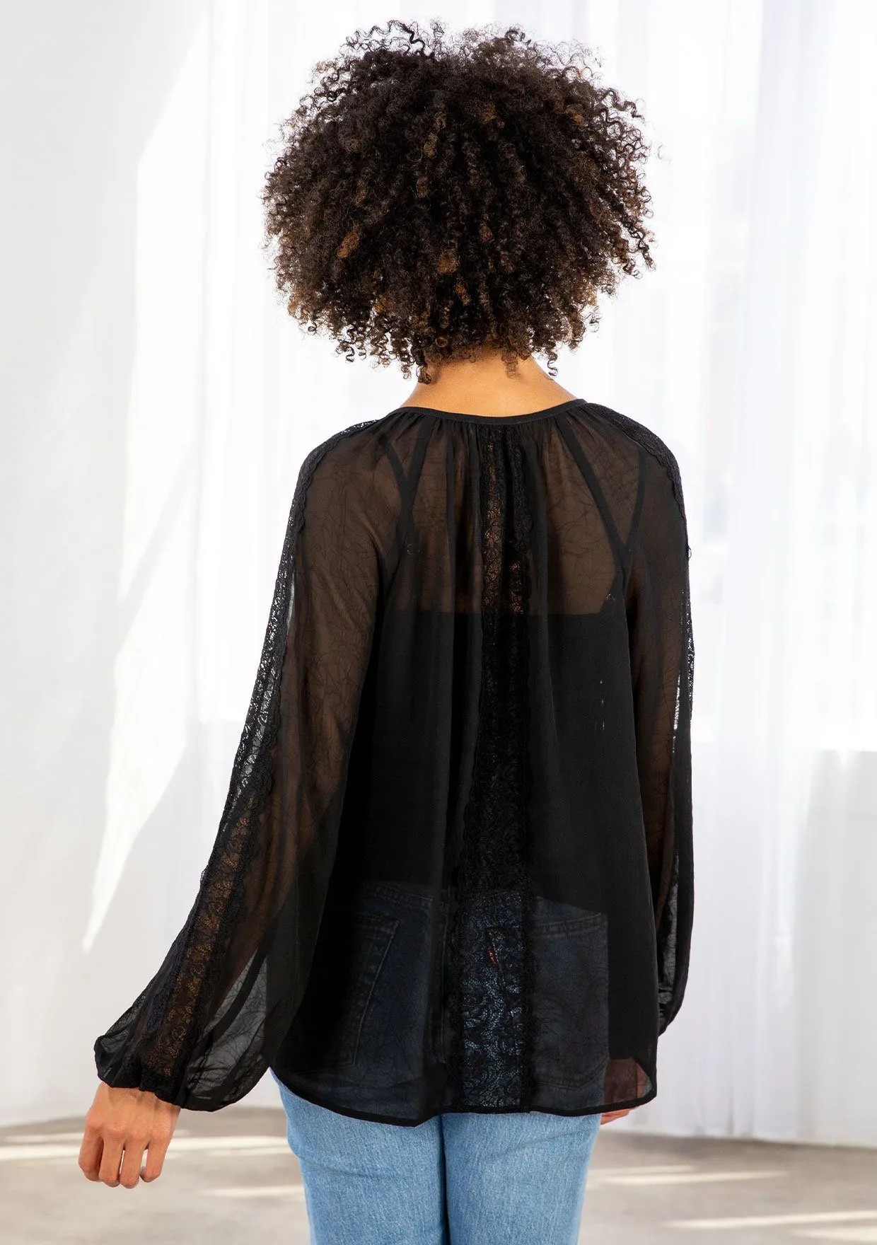 Barcelona Sheer Peasant Top
