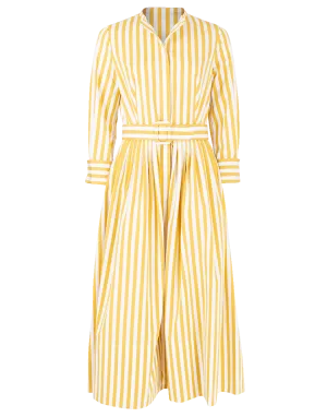 Belted Striped Shirt Dress