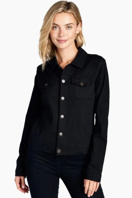 BLACK COLORED DENIM JEAN JACKET