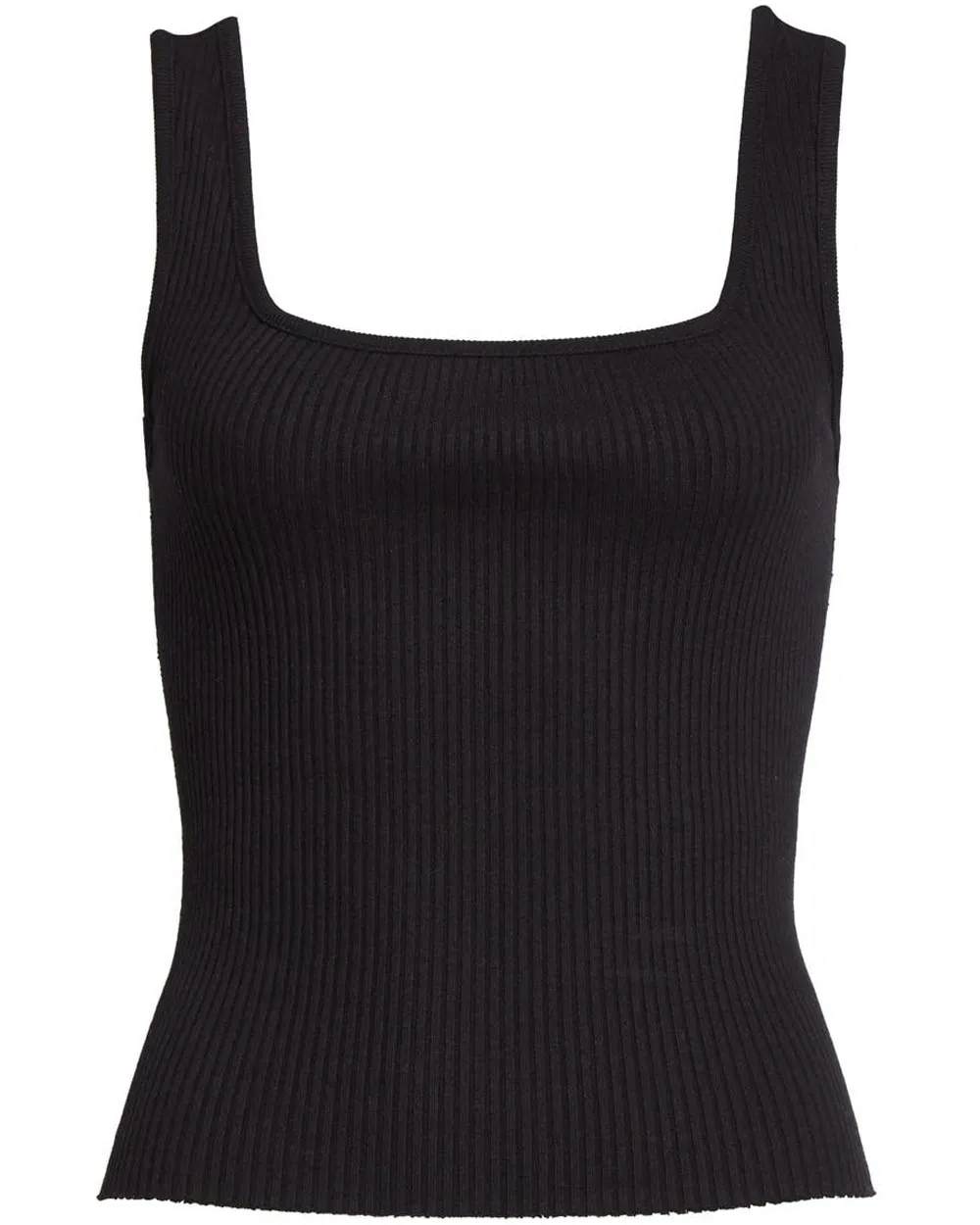 Black Ribbed Square Neck Tank