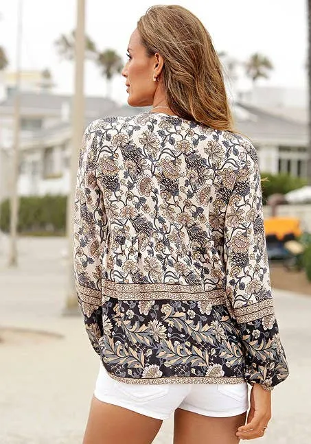 Boho Floral Peasant Blouse