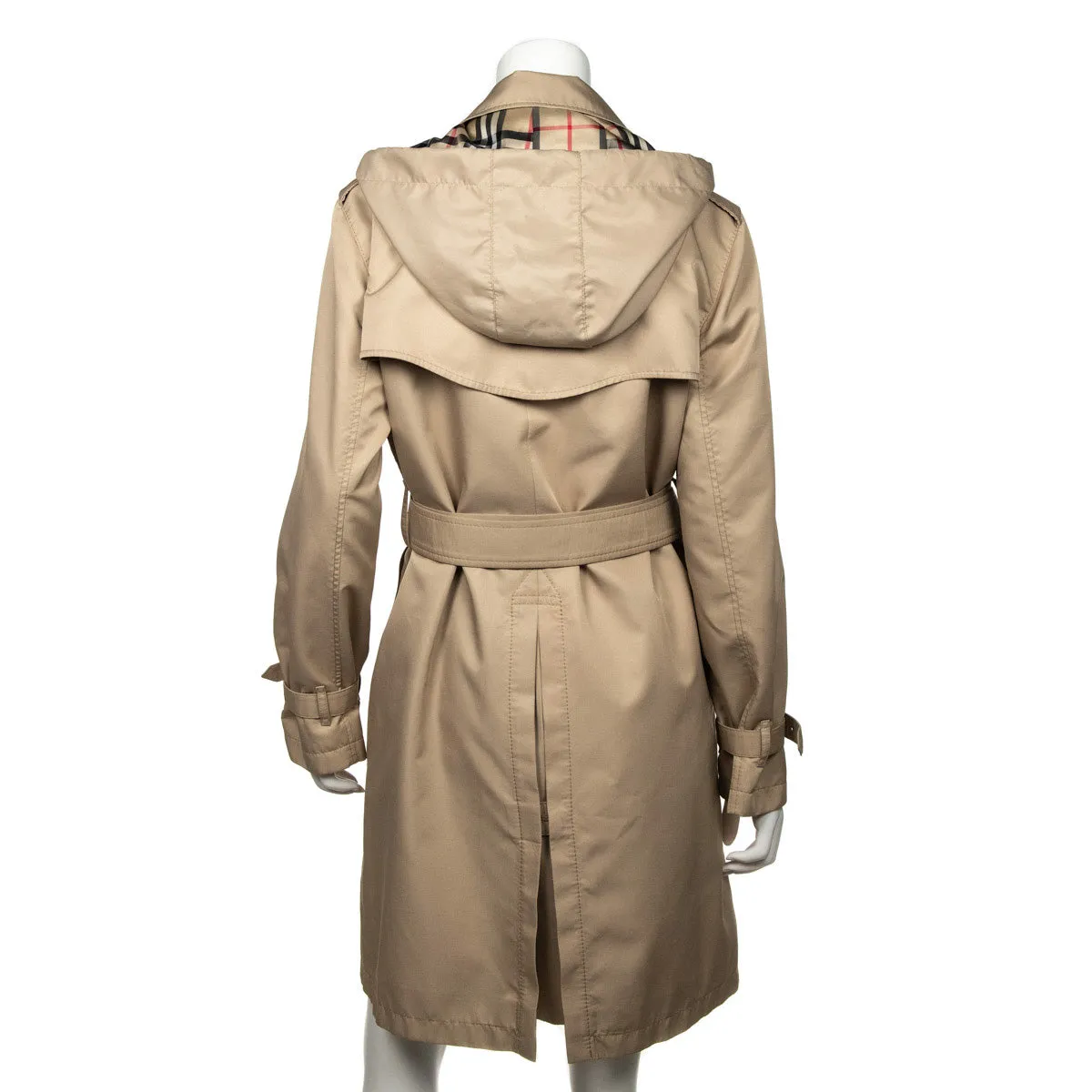 Burberry Beige Denise Hooded Double Breasted Trench Coat Size L | US 10