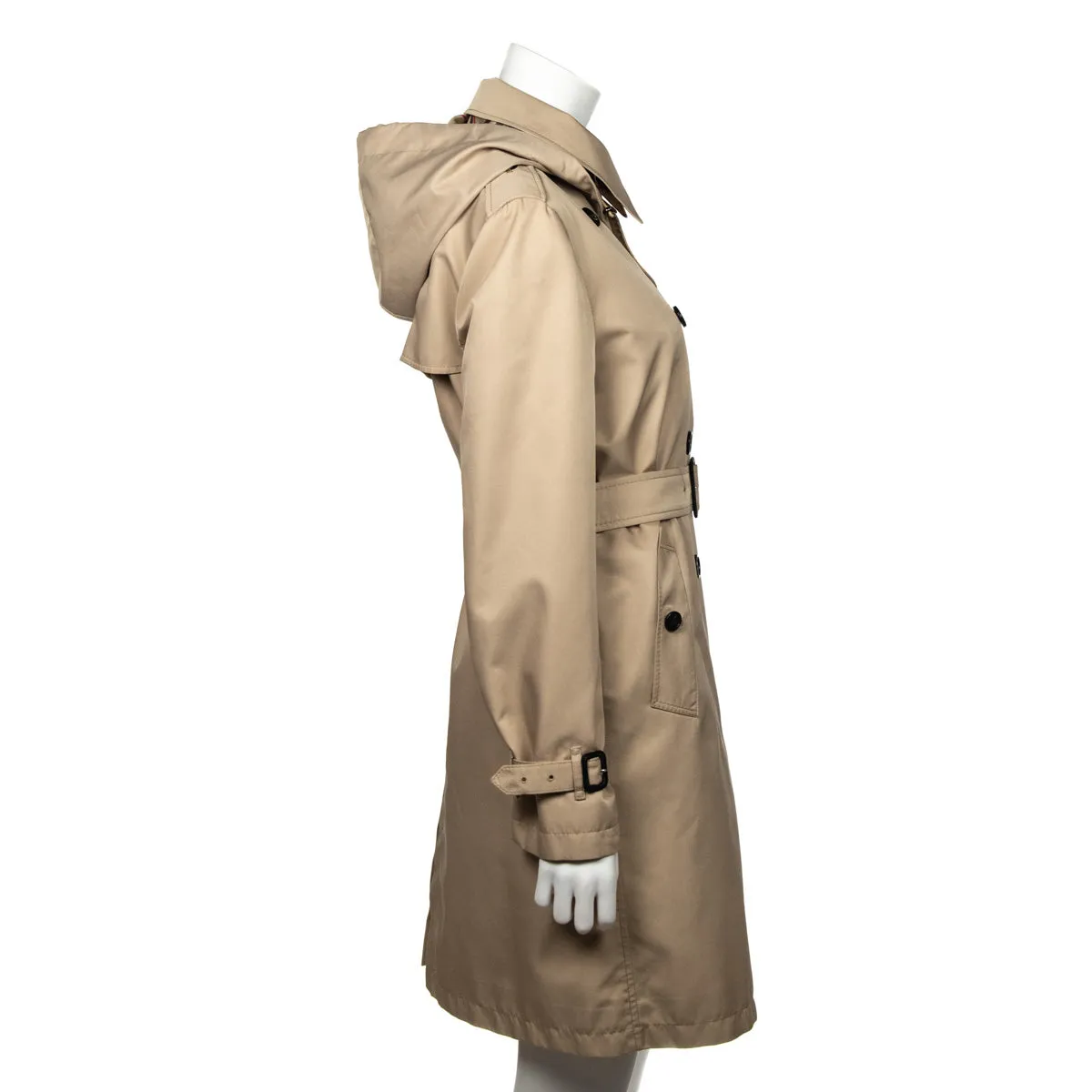 Burberry Beige Denise Hooded Double Breasted Trench Coat Size L | US 10