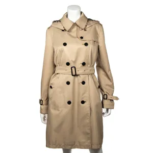 Burberry Beige Denise Hooded Double Breasted Trench Coat Size L | US 10