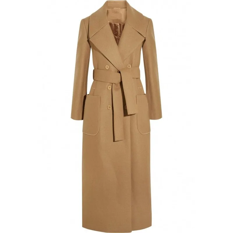 casaco feminino 2018 UK Women Plus size Autumn Winter Cassic Simple Wool Maxi Long Coat Female Robe Outerwear manteau femme