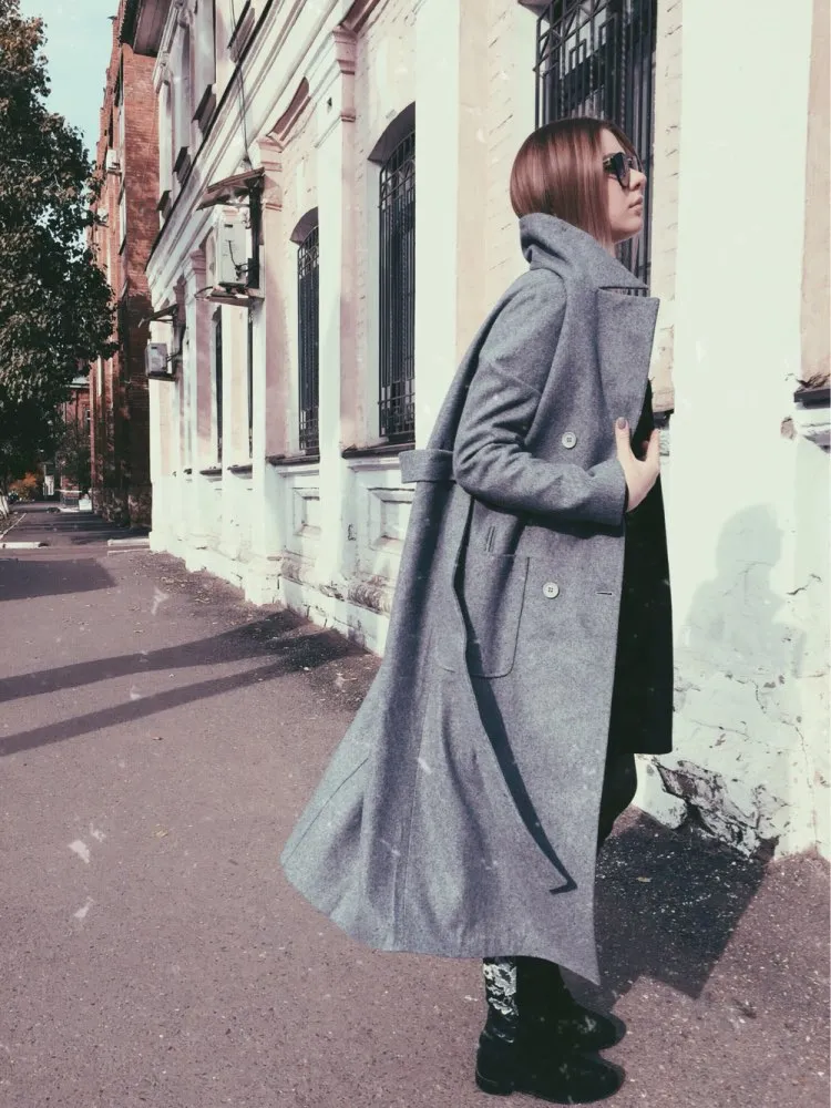 casaco feminino 2018 UK Women Plus size Autumn Winter Cassic Simple Wool Maxi Long Coat Female Robe Outerwear manteau femme