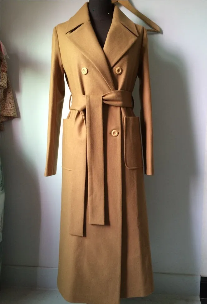 casaco feminino 2018 UK Women Plus size Autumn Winter Cassic Simple Wool Maxi Long Coat Female Robe Outerwear manteau femme