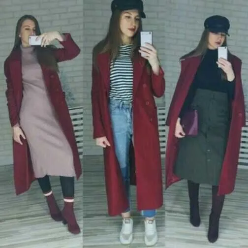 casaco feminino 2018 UK Women Plus size Autumn Winter Cassic Simple Wool Maxi Long Coat Female Robe Outerwear manteau femme