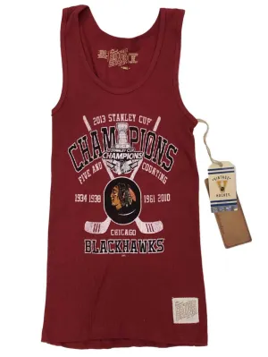 Chicago Blackhawks Retro Brand WOMEN Red 2013 Stanley Cup Champs Ribbed Tank