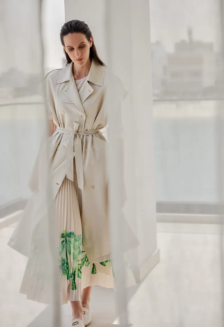 Choice Short Sleeve Belted Shirt Dress Cream