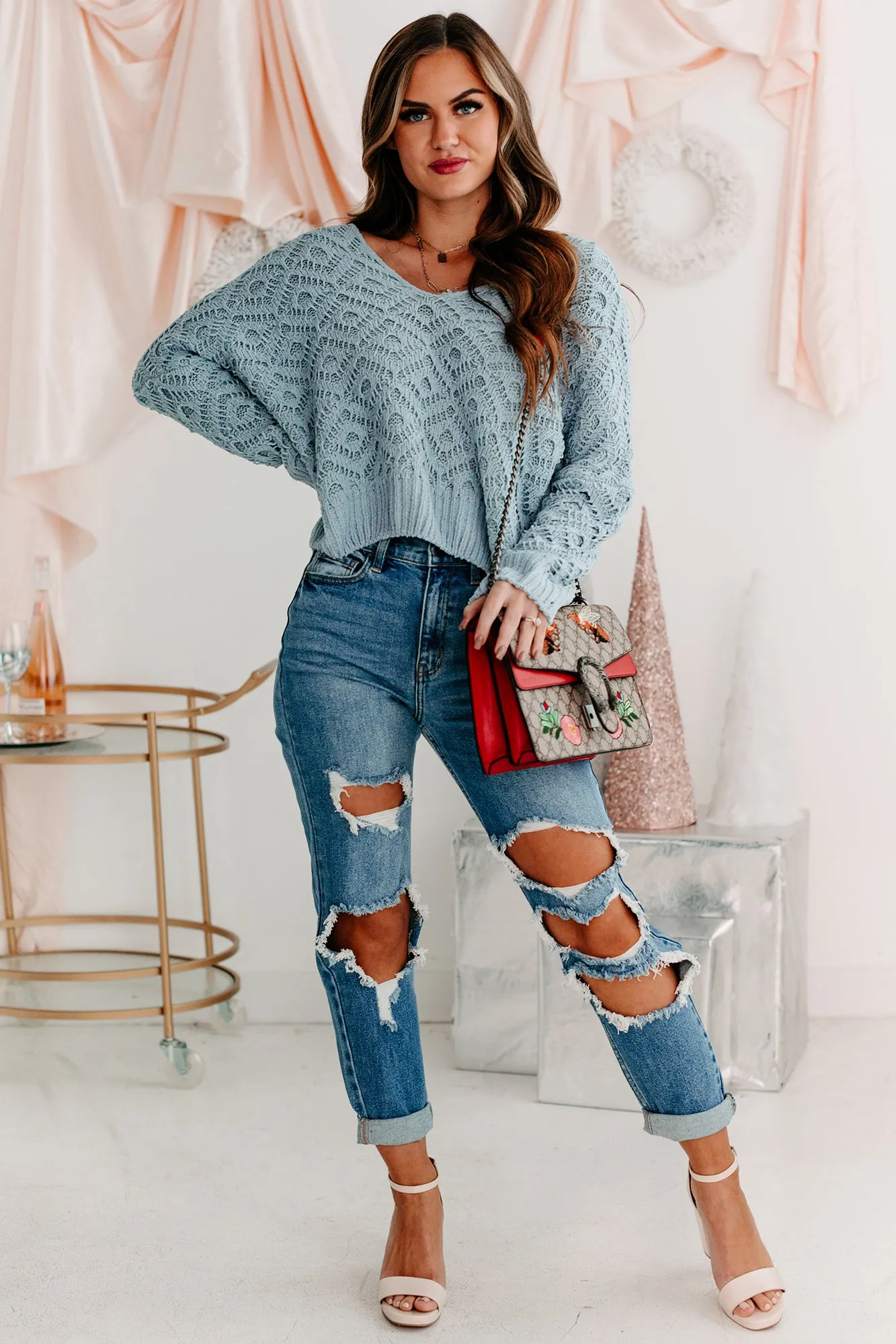 Complicated Feelings High Rise Distressed Cello Mom Jeans (Medium Denim)