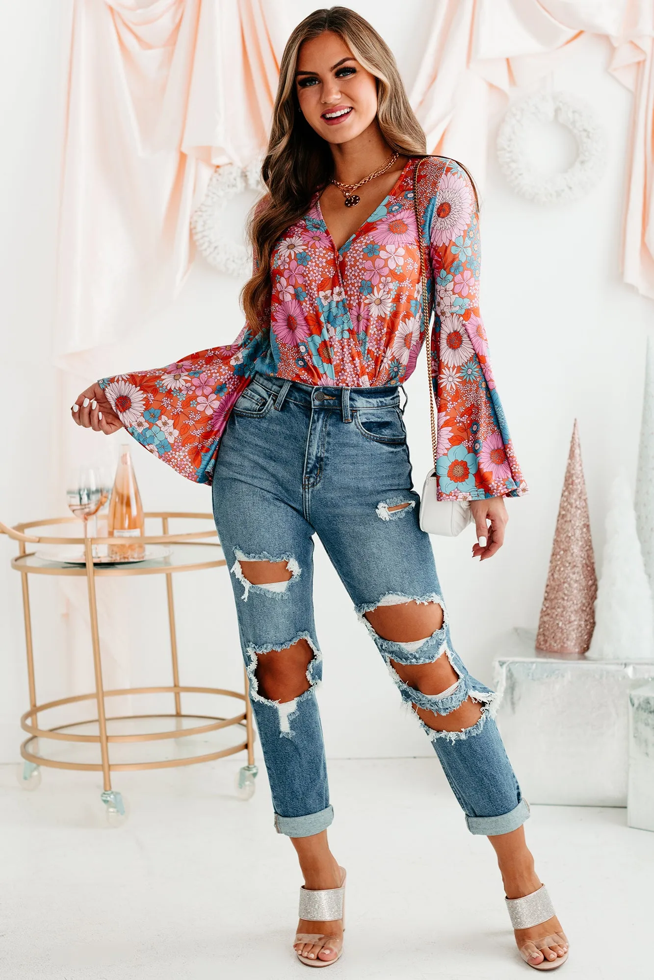 Complicated Feelings High Rise Distressed Cello Mom Jeans (Medium Denim)