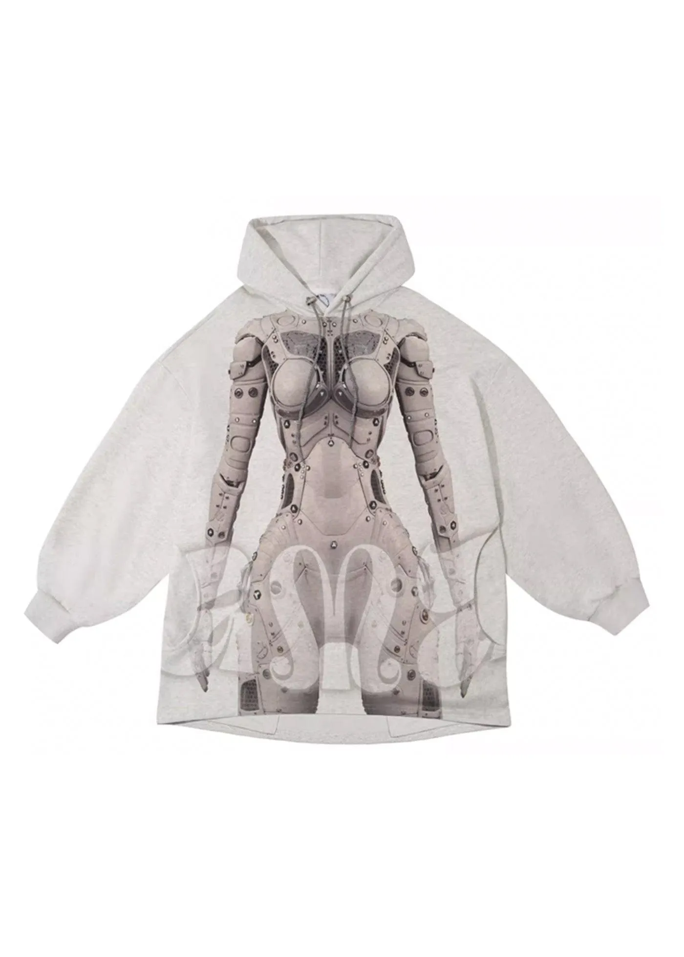 Cyborg Print Oversized Hoodie Top