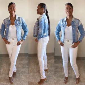 Distressed Denim Short Jacket