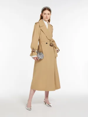 Double-breasted water-repellent gabardine trench coat