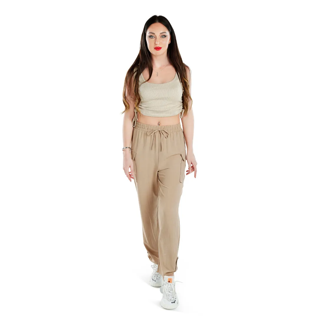Drawstring Waistband Cargo Pants