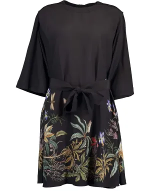 Elbow Sleeve Rainbow Print T-Shirt Dress