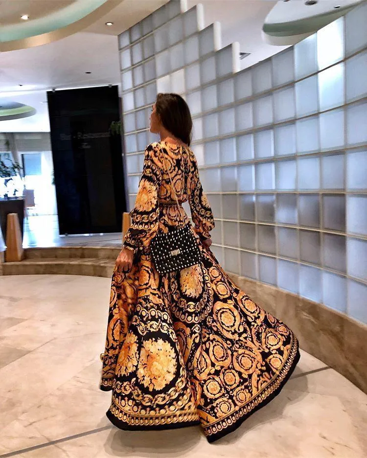 Elegant designer inspired Vintage floral wrap maxi dress