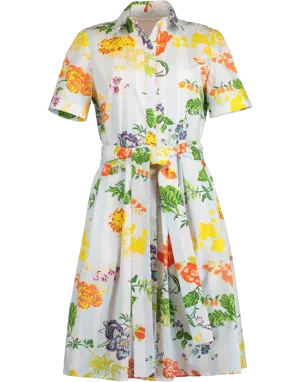 Floral Print Belted Shirt Dress