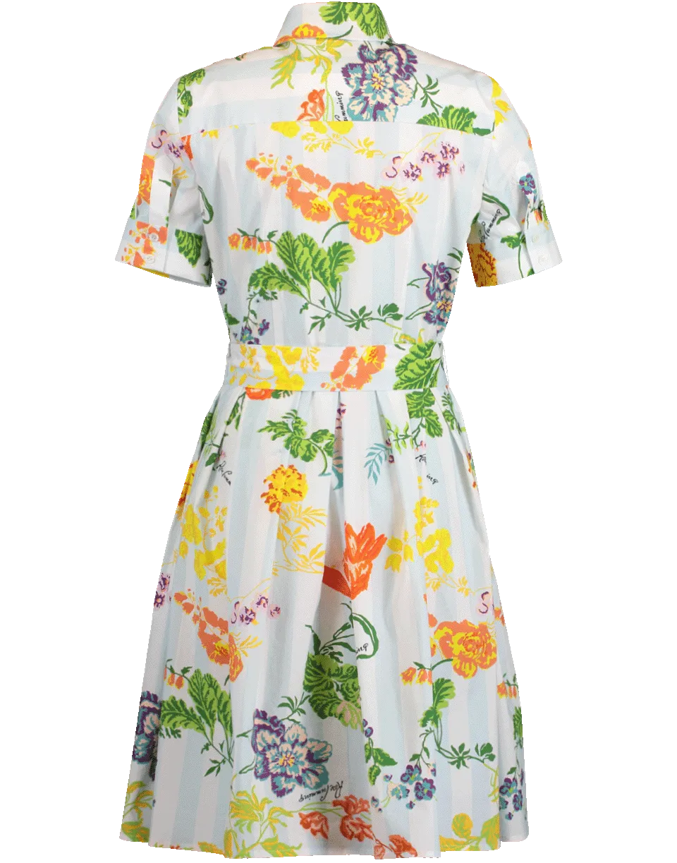 Floral Print Belted Shirt Dress
