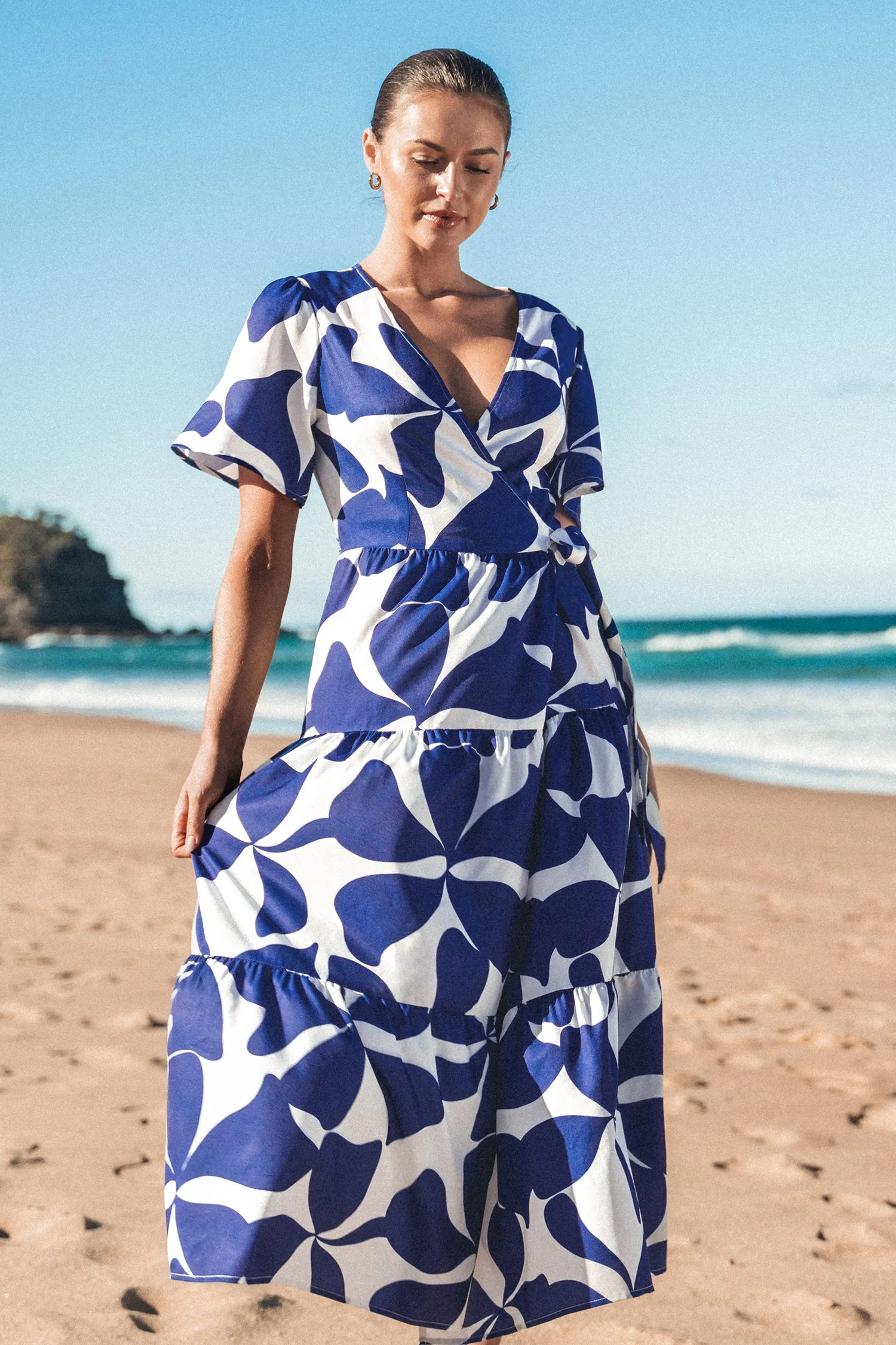 Floral Print Maxi Wrap Dress