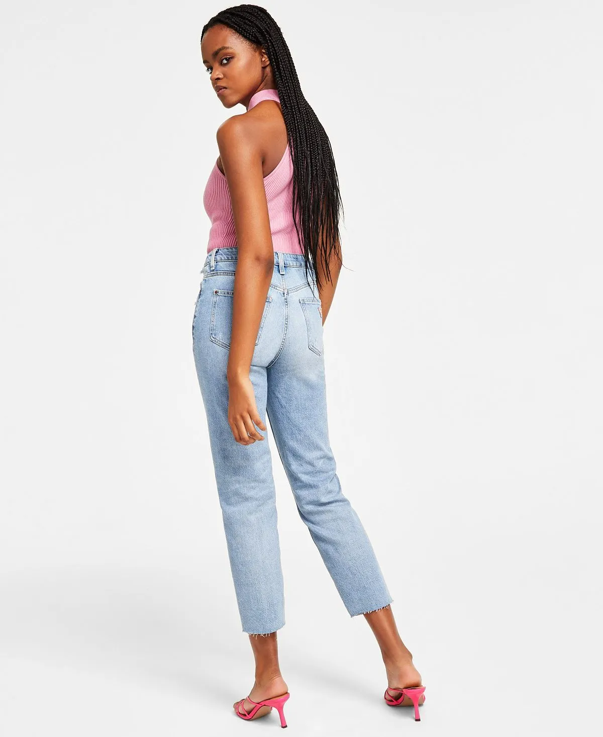 GUESS Women's Washed Mom Jeans, Multi
