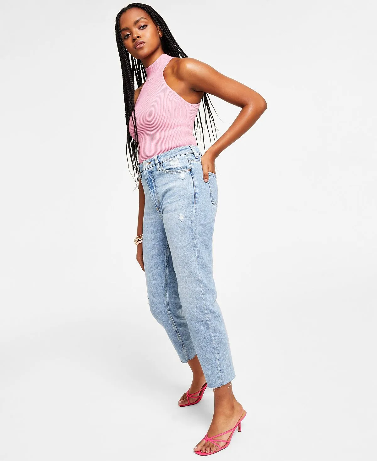 GUESS Women's Washed Mom Jeans, Multi