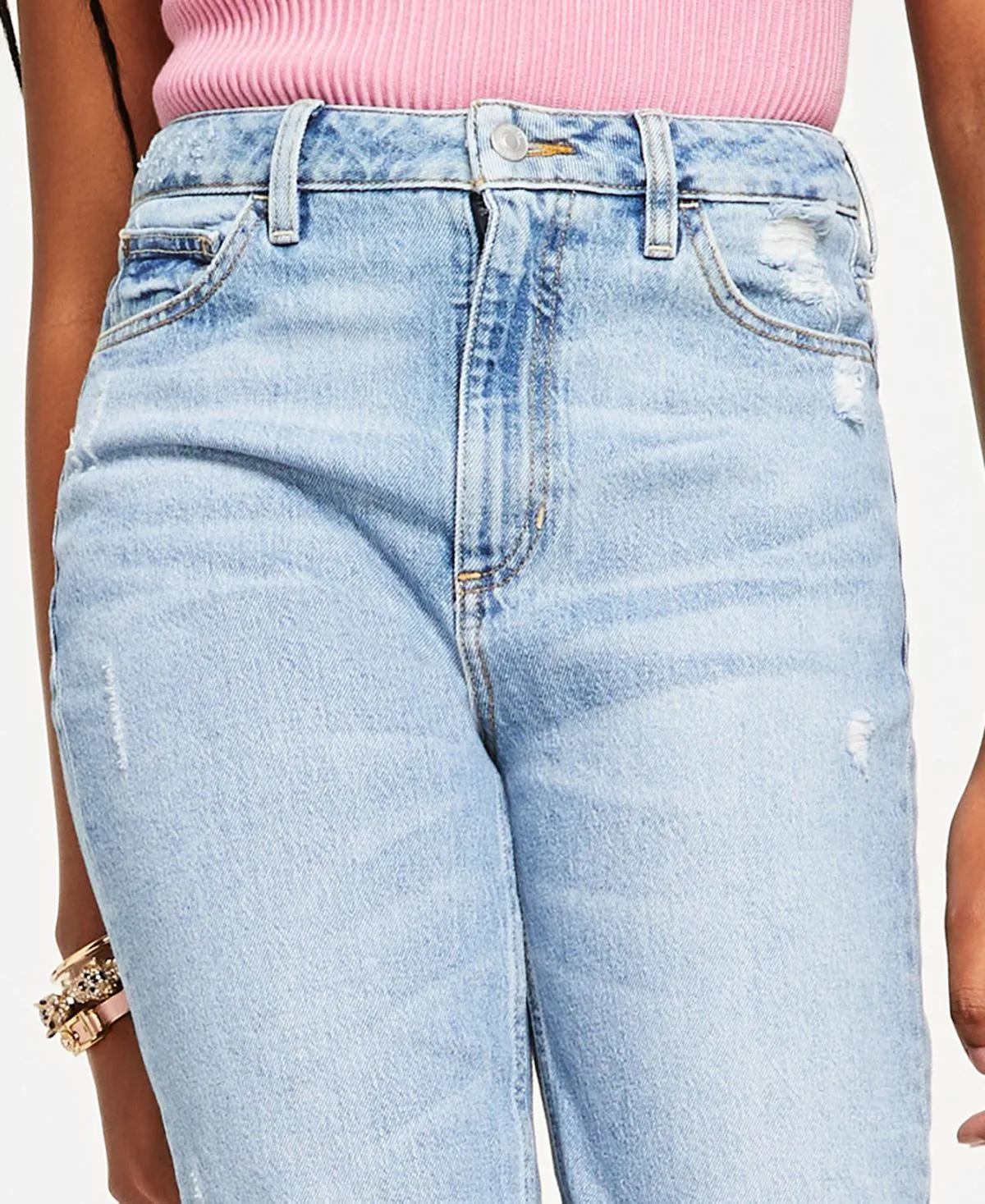 GUESS Women's Washed Mom Jeans, Multi