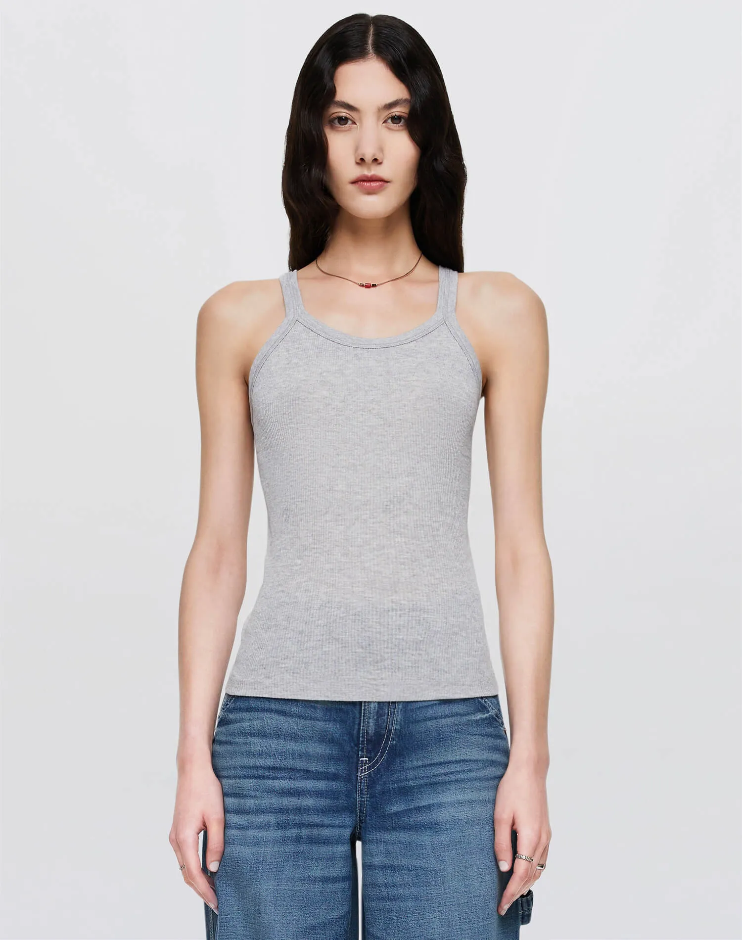Hanes Ribbed Tank - Heather Grey
