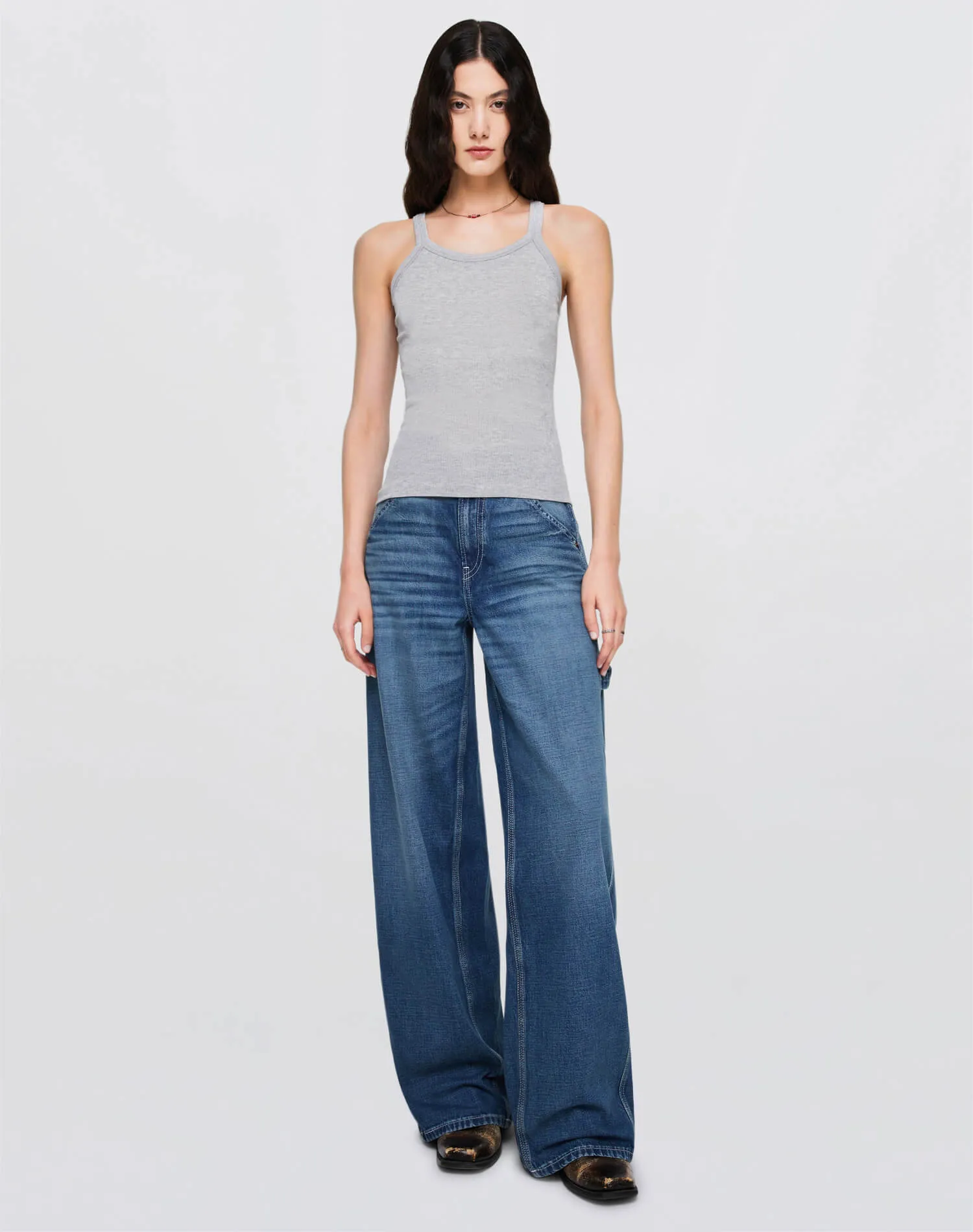 Hanes Ribbed Tank - Heather Grey