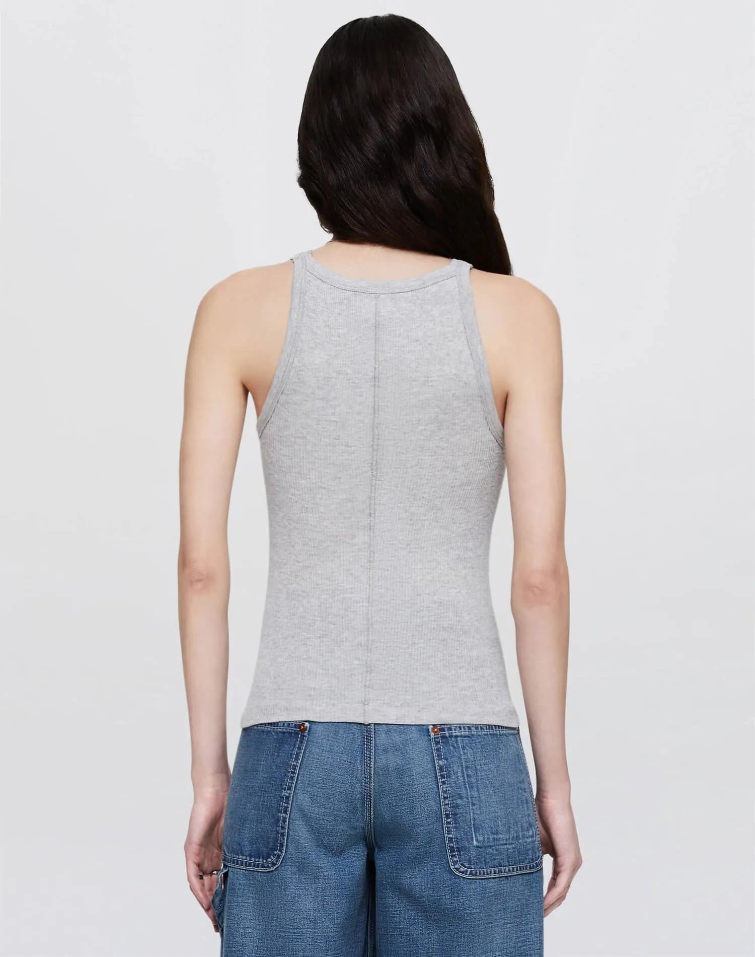 Hanes Ribbed Tank - Heather Grey