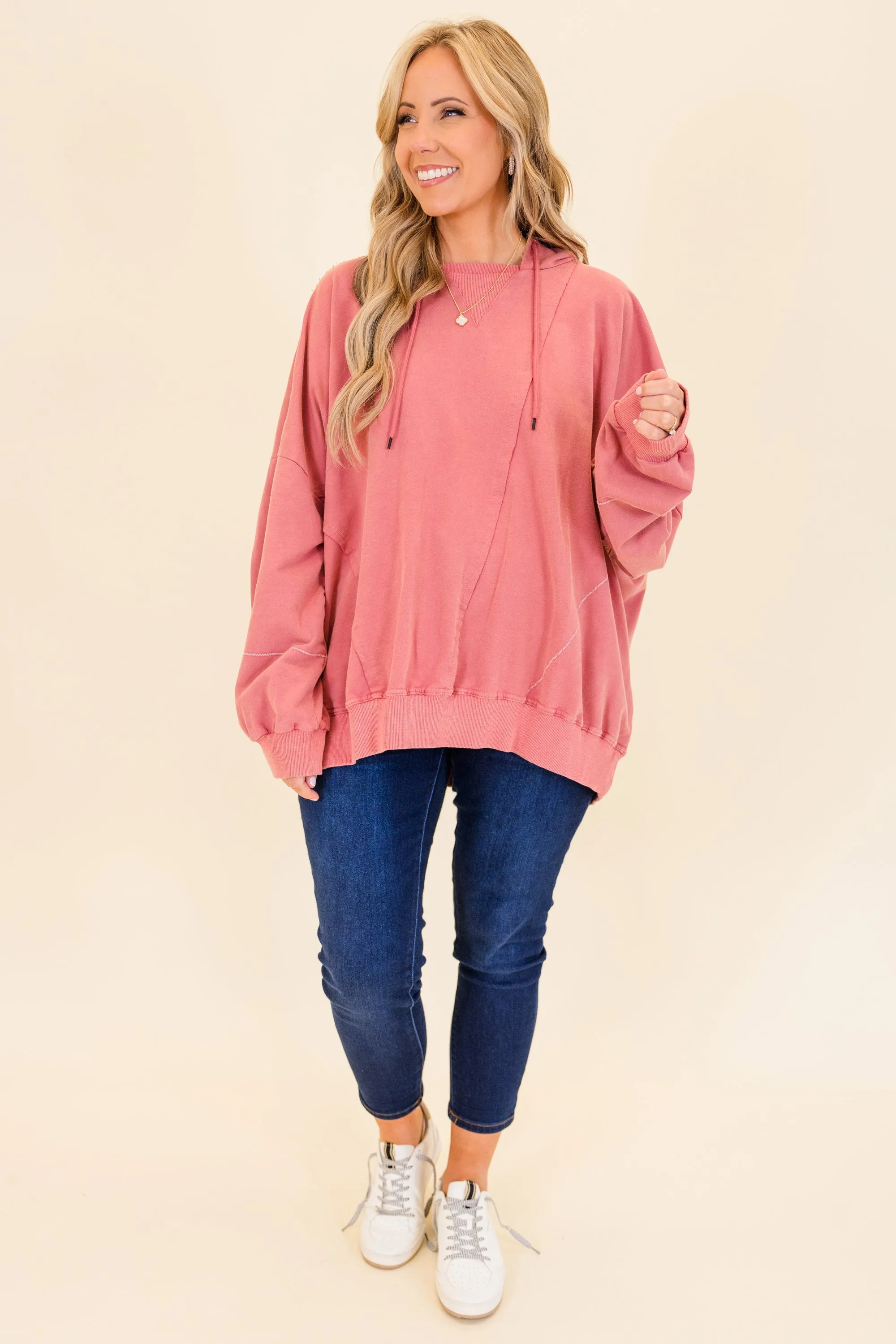 Happy Days Ahead Hoodie, Pink