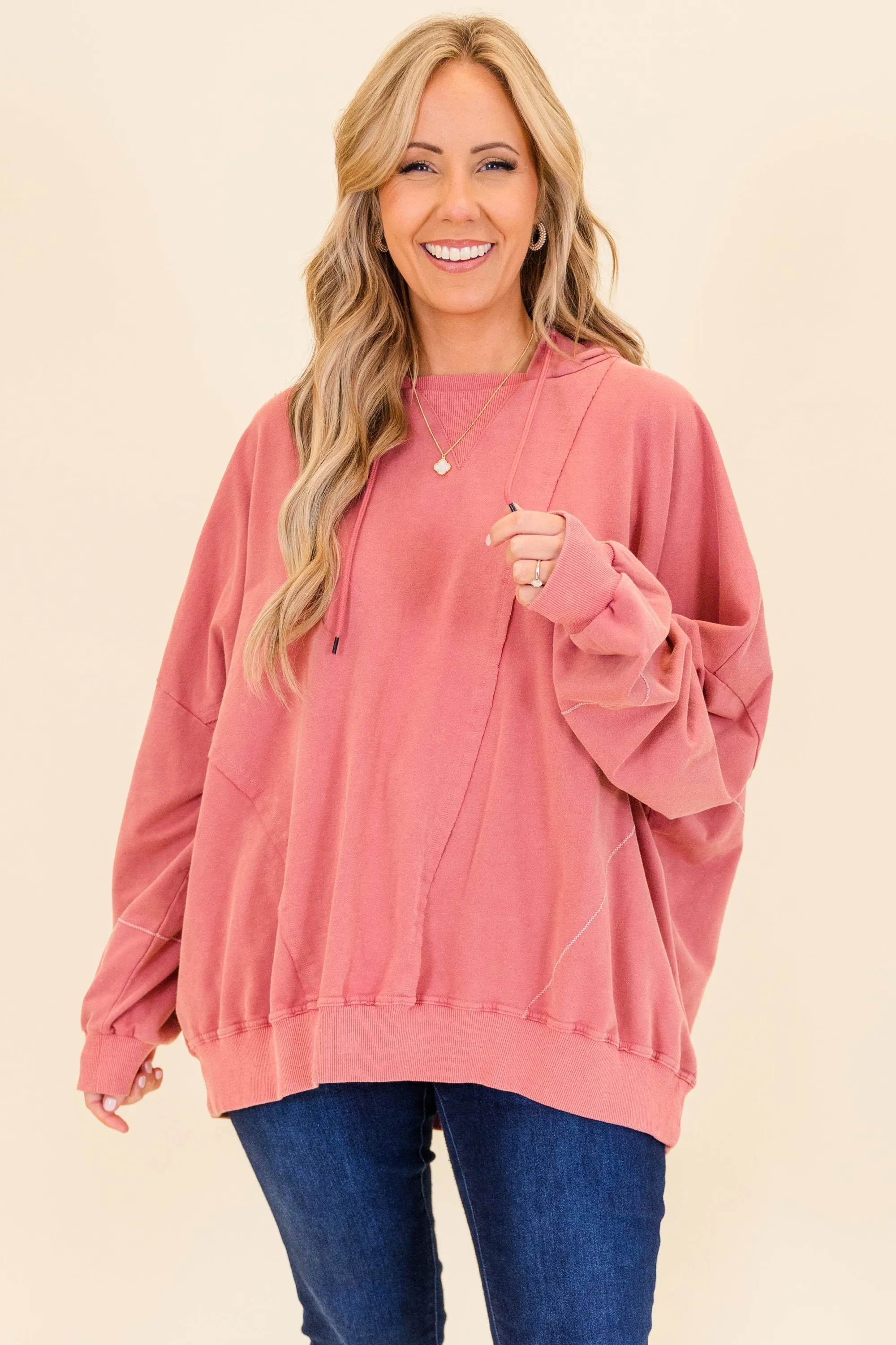 Happy Days Ahead Hoodie, Pink