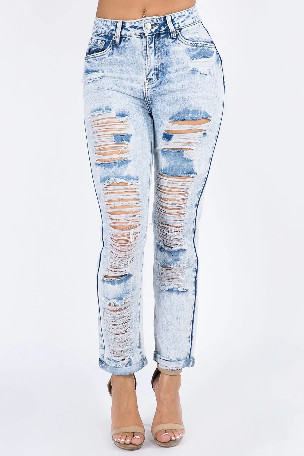 High Waist Acid Wash Mom Jeans