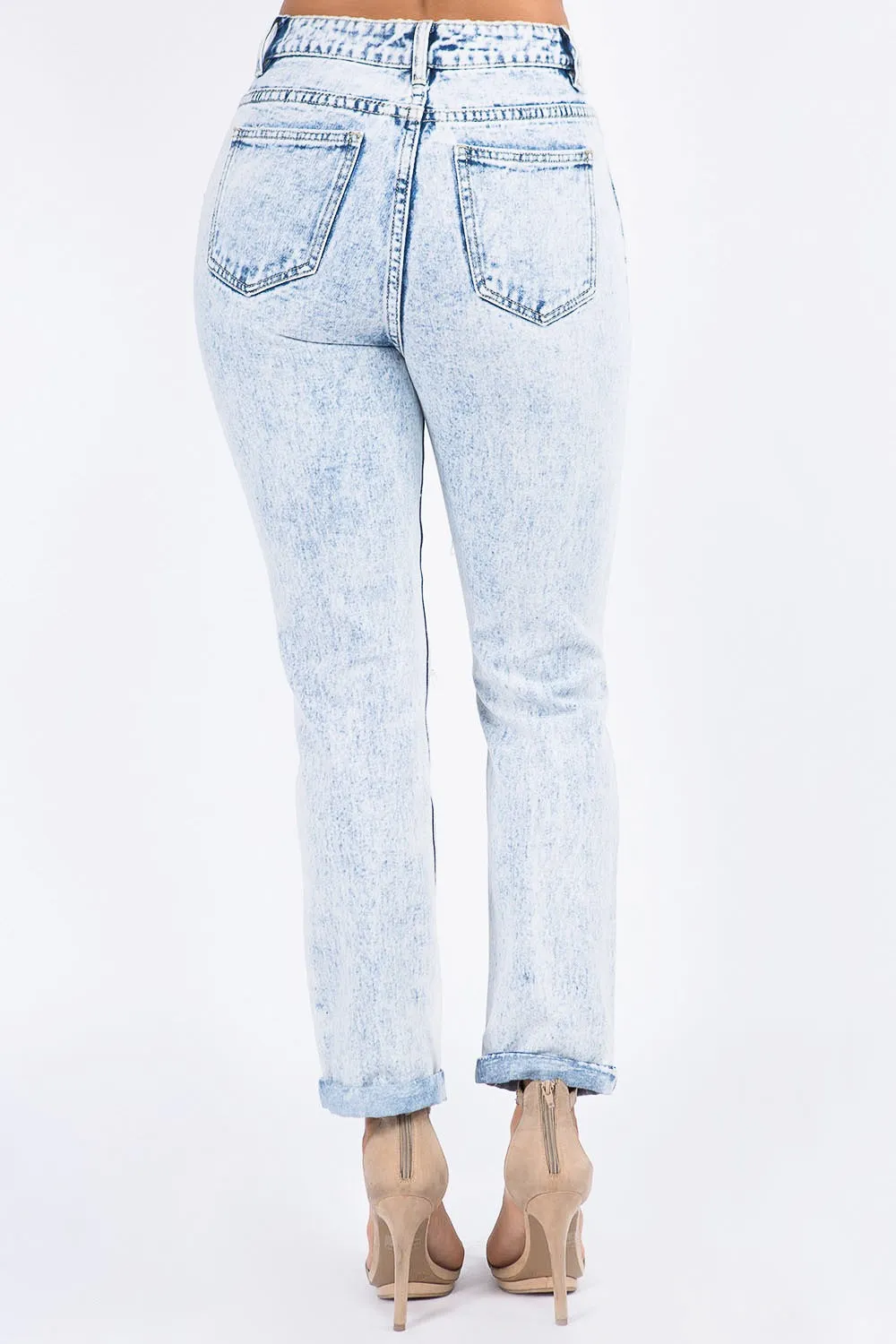 High Waist Acid Wash Mom Jeans
