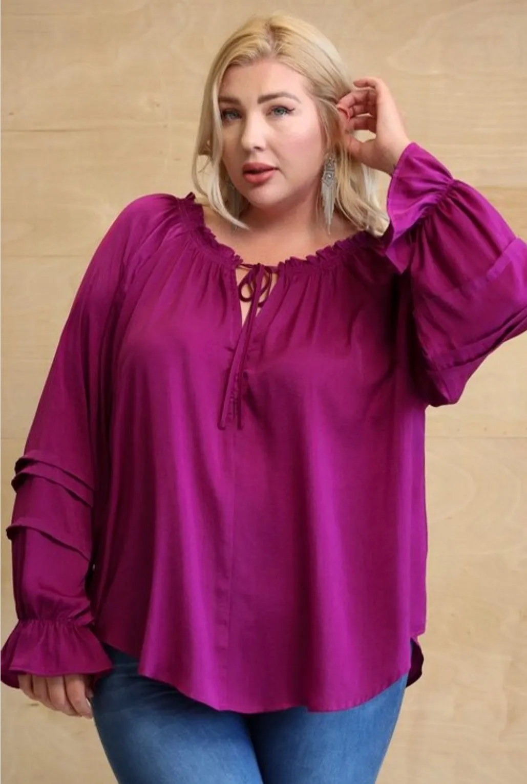 Hope Satin Peasant Top Plus