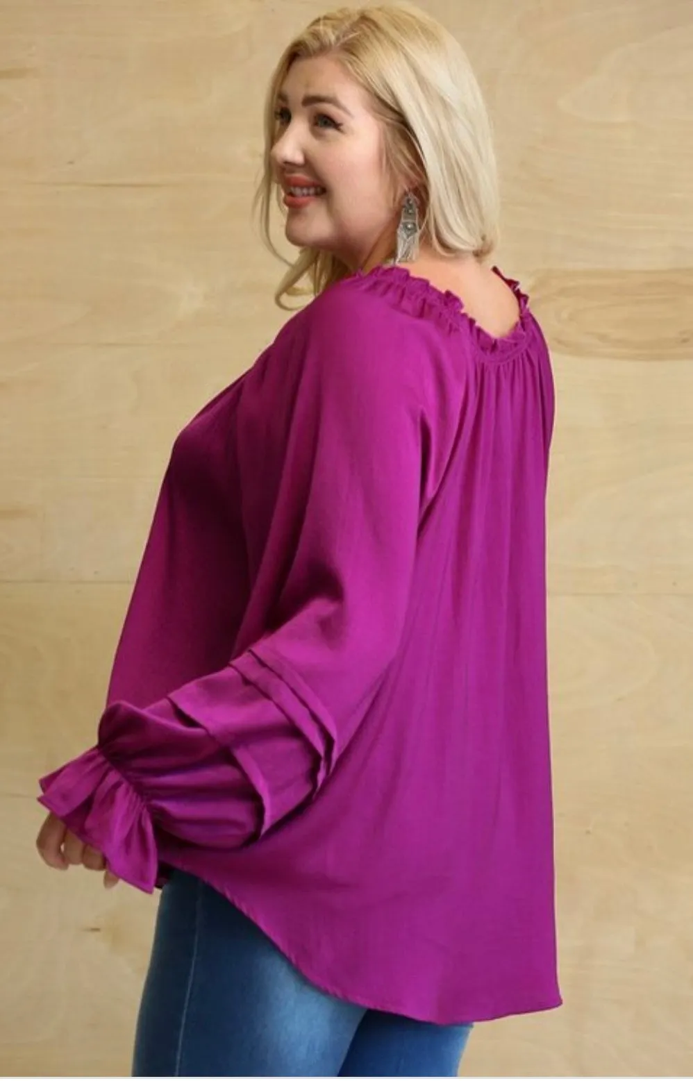 Hope Satin Peasant Top Plus