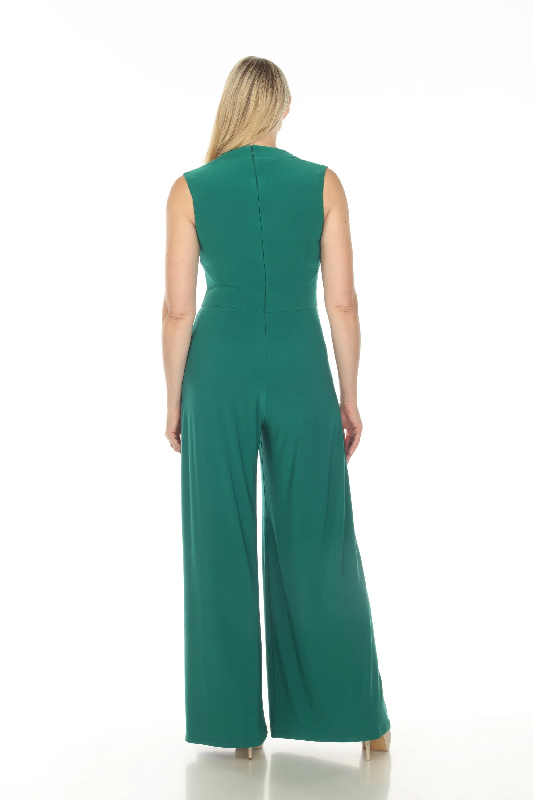 Joseph Ribkoff True Emerald Green Cowl Neck Sleeveless Wide-Leg Jumpsuit 233727