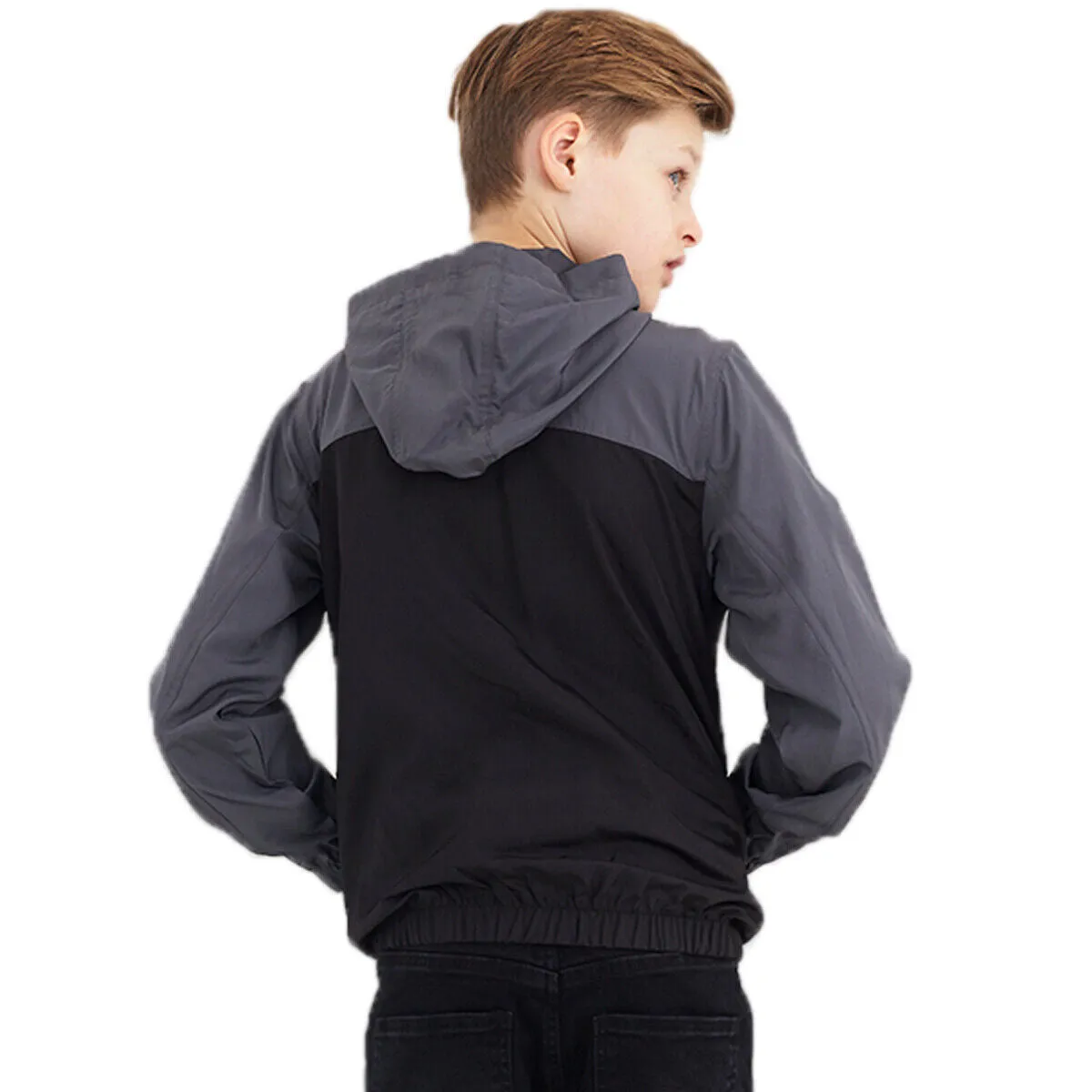 Kids Boys Ashblock Lightweight Windrunner Hooded Jacket