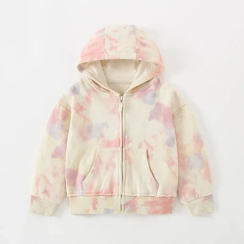 Kids Girl Flowers Cartoon Print Hooded Jackets Windbreaker