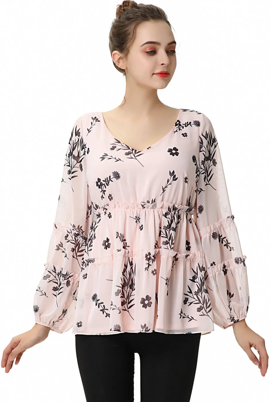 Kimi and Kai Women's "Monica" Chiffon Peasant Blouse
