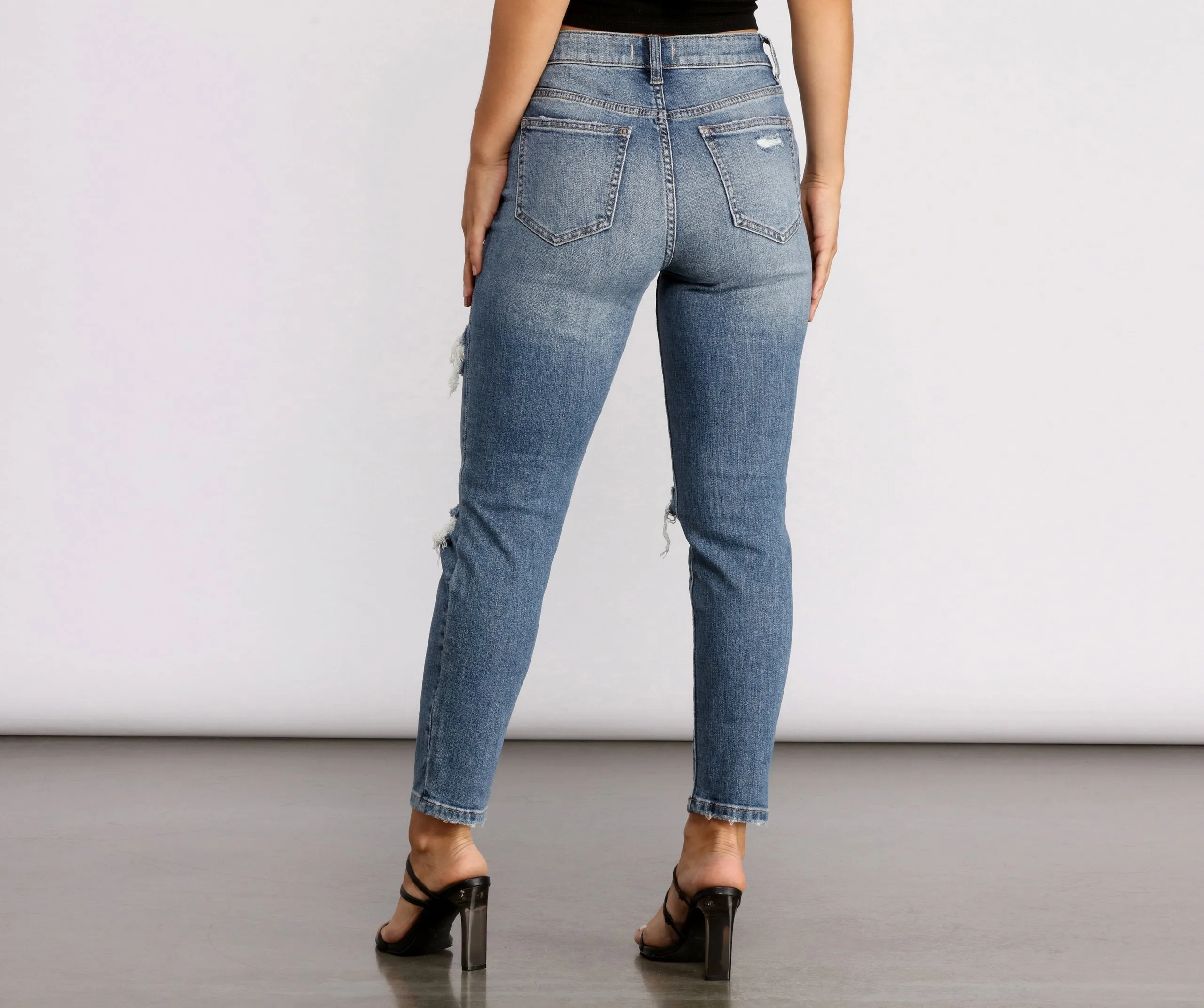 KittenAlarm - Tobi High Rise Distressed Mom Jeans