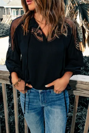 Lace Patchwork Long Sleeve Blouse