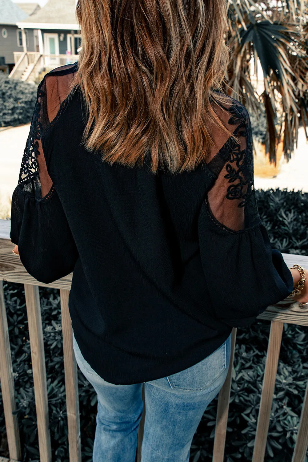 Lace Patchwork Long Sleeve Blouse