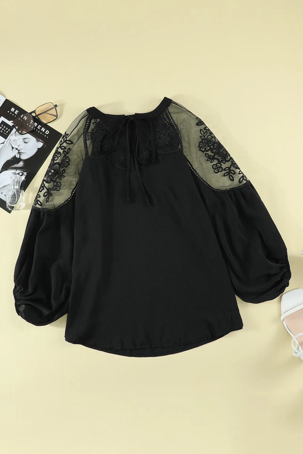 Lace Patchwork Long Sleeve Blouse